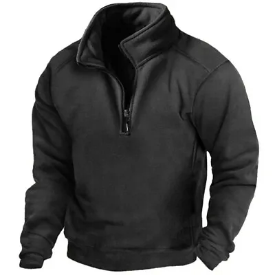 Buy Men Fleece Thermal Hoodies Sweatshirt Tactical Half Zip Army Combat T Shirt Tops • 18.99£