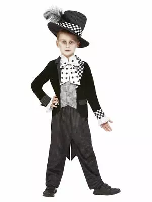 Buy Boys Dark Mad Hatter Costume Halloween Spooky Horror Dress Up Role Play Gothic • 29.47£