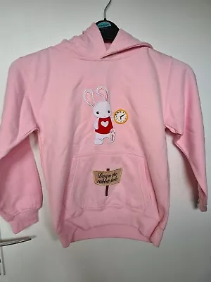 Buy Baby Pink Girls Alice In Wonderland Style Embroidered Hoodie - Age 7-8 • 12£