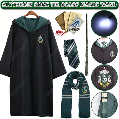 Buy Harry Potter Draco Malfoy Slytherin Robe Cloak Tie LED Magic Wand Scarf Costume • 8.59£