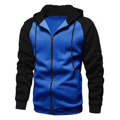 Buy Men Long Sleeve Hooded Hoodie Coat Zip Up Jacket Sweatshirt Sportswear Outwear- • 14.51£