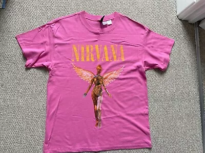 Buy NEW Pink Nirvana H&M T-shirt Oversized Size XS Next Day Dispatch • 19.99£