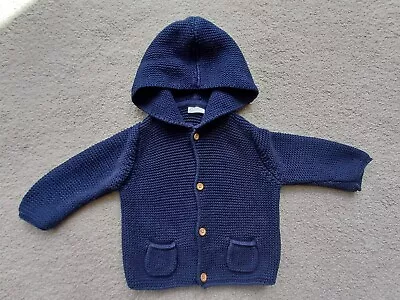 Buy Brand New Next Navy Blue Knitted Hooded Jacket Age 3-6 Mths • 4.25£