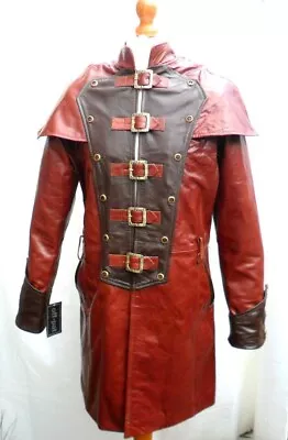 Buy HAND MADE Mans 100% REAL LEATHER BROWN Steampunk Jacket Coat GOTH • 89.99£