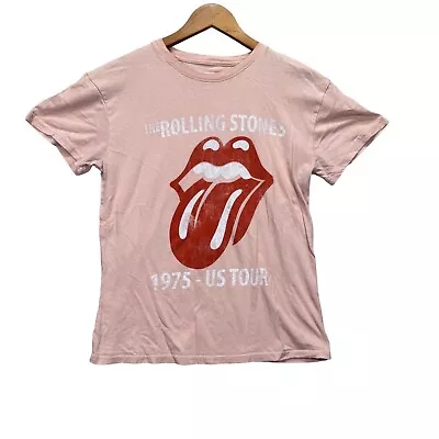 Buy The Rolling Stones Band Tour T-Shirt 1975 Pink Classic Rock VTG Sz M • 16.99£