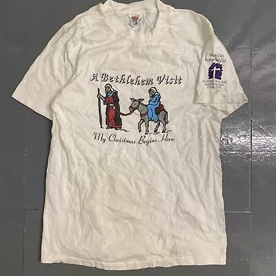 Buy Vintage 90s Bethlehem Christmas Religious Hanes Beefy T Shirt • 19.99£