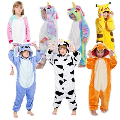 Buy Children Pajamas Girls Boys Flannel Sleepsuit Hoodie Cosplay Party Xmas Gift UK • 14.59£