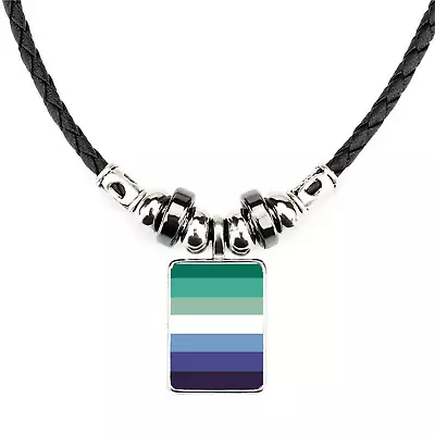 Buy Gay Male Pride LGBTQ Soft Black Rope Necklace With Velvet Gift Bag • 6.99£