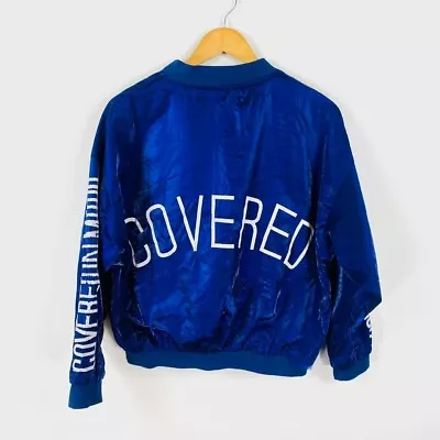 Buy Slouchy “covered In Mood” Shimmer Varsity Bomber Jacket Size 10 • 10£