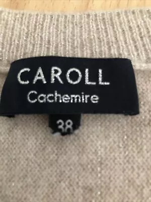 Buy Caroll Cashmere V Neck Sweater Metallic Fibres Long Sleeve Cream EUR 38 P-P 19  • 29.95£