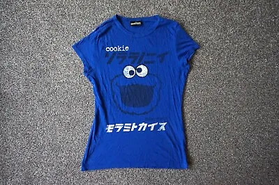 Buy Womens Blue Topshop Sesame Street Cookie Monster T-Shirt Size 10 • 4.50£