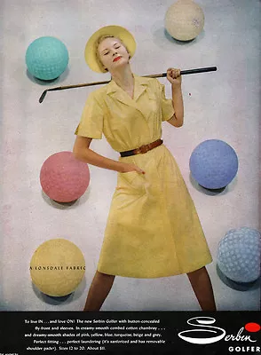 Buy Serbin Golfer Lonsdale Fabric PASTEL GOLF BALLS To Live In Love On 1947 Print Ad • 21.78£