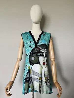 Buy Simply Art Dolcezza Women XS Art To Wear Colorful Abstract Hi Lo Tunic Top NWOT • 18.49£