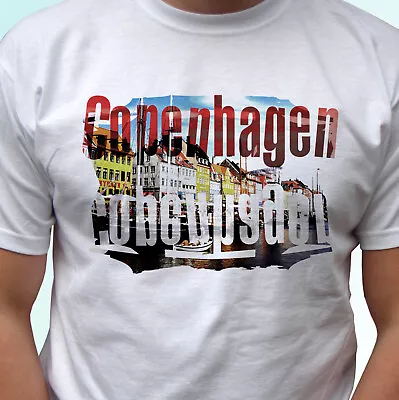 Buy Copenhagen White T Shirt Denmark Top Design Tee - Mens Womens Kids Baby Sizes • 9.99£