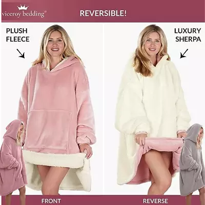 Buy Hoodie Sweatshirt Blanket Oversized Soft Sherpa Fleece Sweatshirt - REVERSIBLE • 13.99£