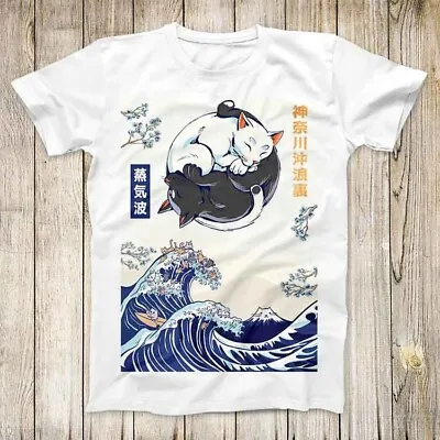 Buy Yin Yang Cat Kitten Maneki Neko Luck Great Wave T Shirt Meme Unisex Top Tee 3189 • 7.25£