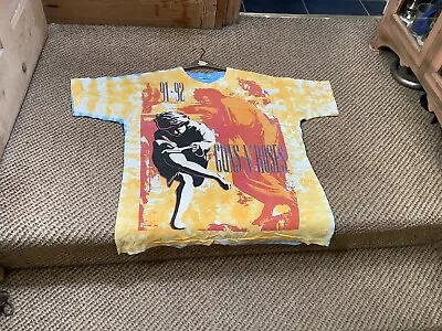 Buy Vintage Guns N' Roses Use Your Illusion 90s Tour All Over Print Tie Dye Shirt XL • 275£