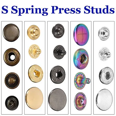 Buy S Spring Press Studs 4 Parts Set Snap Fasteners For Leather Jacket Handbags Coat • 4.49£