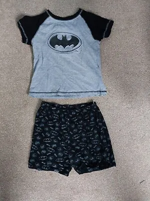 Buy Boys Batman DC Age 7-8 Years Grey Black Summer Pyjamas Set 2 Piece • 3£
