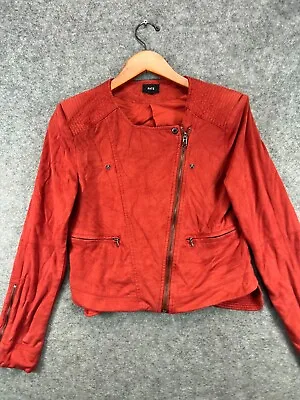 Buy FATE Motorcycle Jacket Womens Medium Red Brick Suede Feel Zip Coat Ladies • 15.42£