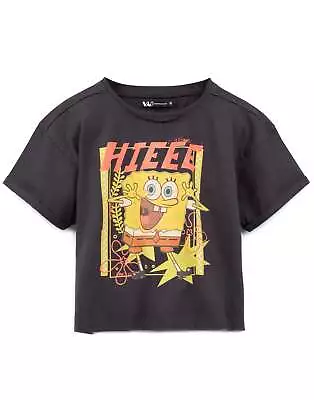 Buy SpongeBob SquarePants Grey Cropped Short Sleeved T-Shirt (Womens) • 15.99£