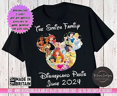 Buy Personalised Disneyland Princess 2024 T-Shirts Matching Family Disney Trip V2 • 12.70£