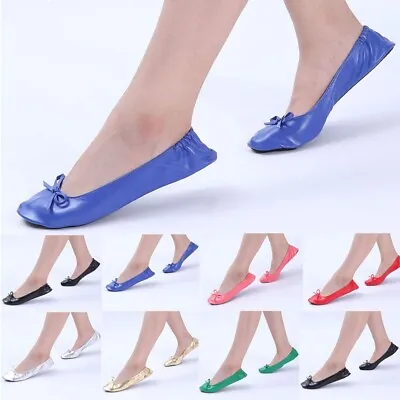 Buy Womens Ballet Flat Roll Slipper Shoes Dance Party Shoes Foldable Portable Travel • 6.64£