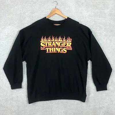 Buy Netflix Stranger Things Jumper Sweater Mens L Large Black Flames Spell Out Logo • 19.95£