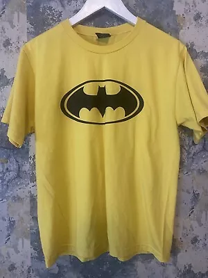 Buy Batman Logo T Shirt Graphic Print Yellow  Superhero Size L • 5£