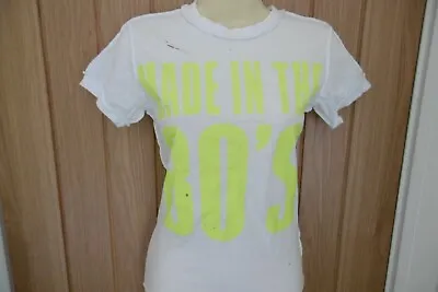 Buy *NEW* AMPLIFIED MADE IN THE 80s DAYGLO PRINT WHITE LADIES T SHIRT SIZE M 10 • 8.79£