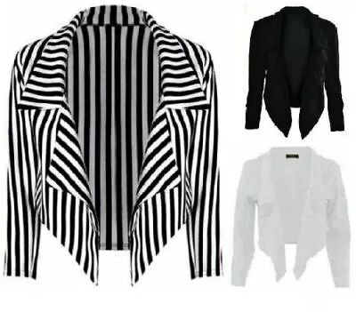 Buy Cropped Style Waterfall Blazer Jacket Coat Top Ladies&Women Plus Size UK (8-26) • 14.45£
