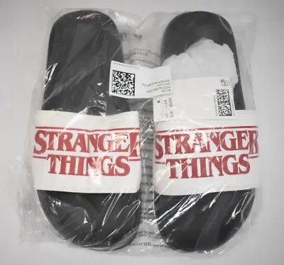 Buy Stranger Things H&M Boys Pool Slides Slip On White Black Red Size 6 - 6.5 • 19.68£