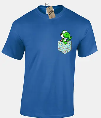 Buy Yoshi Pocket Mens T Shirt Cool Gamer Retro Gaming Snes Design Mario Classic • 10.99£