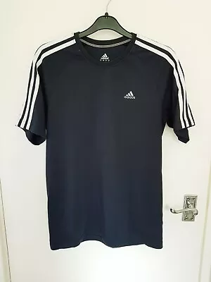 Buy Adidas Essentials Navy Blue Classic 3 Stripe T Shirt Size UK - S (Small) • 10£