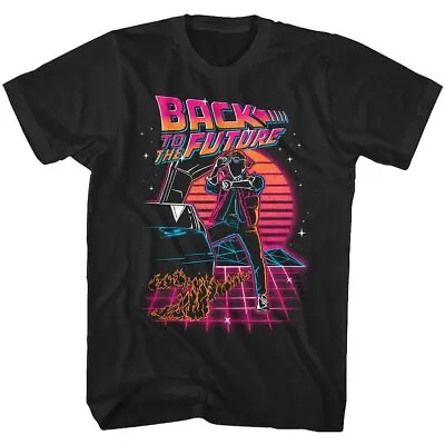 Buy Back To The Future Men's TShirt Neon Synth-wave Sunset 80s Movie Cool Gift • 48.05£