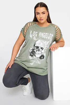 Buy YOURS Curve Plus Size Skull Print T-Shirt • 22.99£