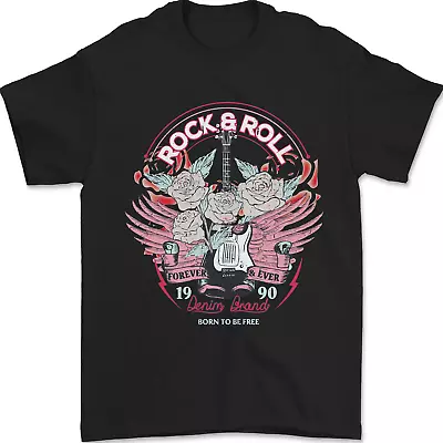 Buy Rock N Roll Born To Be Free Guitar Wings Mens T-Shirt 100% Cotton • 8.49£