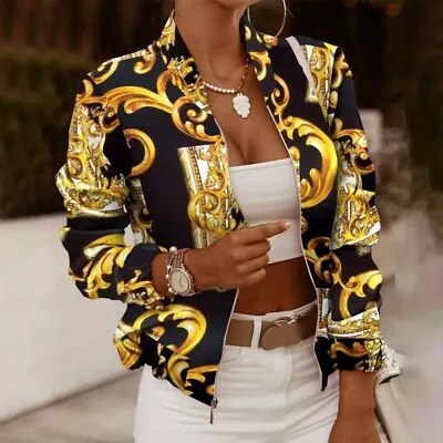 Buy Unique Black And Yellow Jacket With Floral Pattern For Women's Street Style • 25.97£