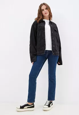 Buy Womens Pepe Jeans Alice Denim Jacket Size Medium Black • 24.99£