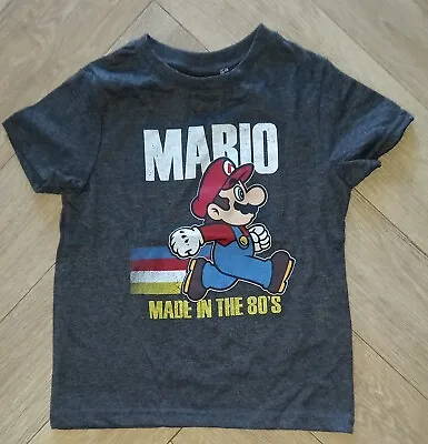 Buy NEW CHILDRENS SUPER MARIO MADE IN THE 80's GREY T-SHIRT SIZE 5A 108-113 4-5 YRS • 3.99£