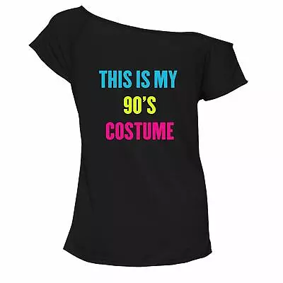 Buy Womens 80s Party Girls Printed T Shirt Off Shoulder Short Sleeve Retro Party Top • 12.99£