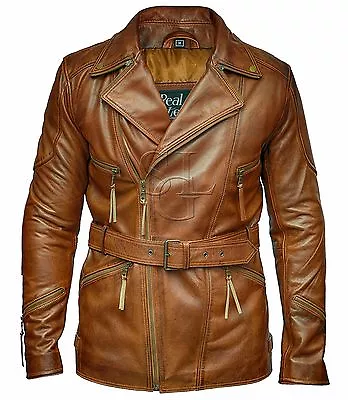 Buy Men's 3/4 Biker Brown Distressed Vintage New Genuine Cowhide Leather Jacket • 26.30£