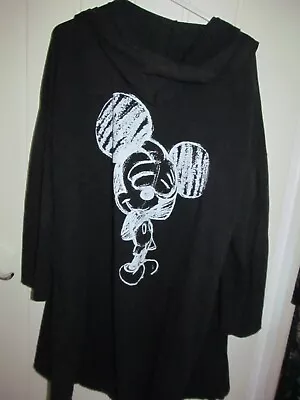 Buy Black White Mickey Mouse Edge To Edge Hooded Jacket Size 18/20 • 2.50£