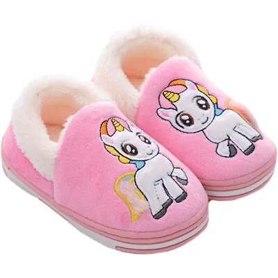 Buy Toddler Baby Unicorn Slippers Winter Kids Girl Fleece Warm Indoor Shoes Non-slip • 7.99£