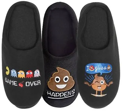 Buy Mens Novelty Mule Slippers Emoji Gaming Designs Shoe Sizes 7-12 Gift  • 9.95£