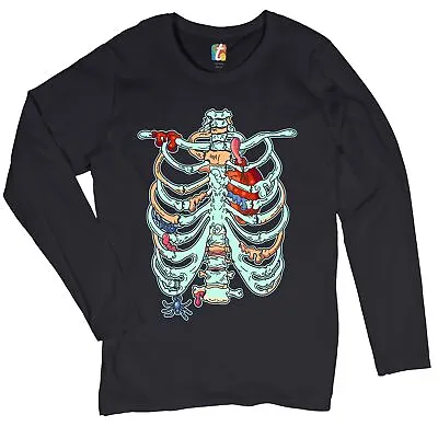 Buy Zombie Rib Cage Women's Long Sleeve T-shirt All Hallows' Eve Halloween Skeleton • 34.92£