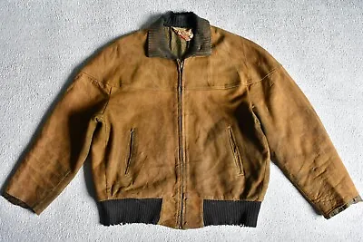 Buy Vtg 50s American Brown Suede Leather Zip Bomber Jacket Coat Excelled USA L • 30£