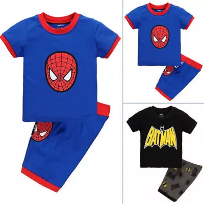 Buy Summer Kids Boys Spiderman Short Sleeve T-Shirt + Shorts Set Batman Loungewear • 11.32£