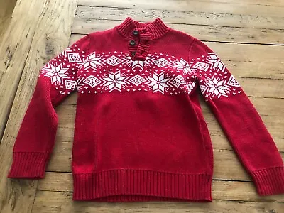 Buy Lands End Children's Red Christmas Jumper Size Small (Approx 7-8 Years) • 10£