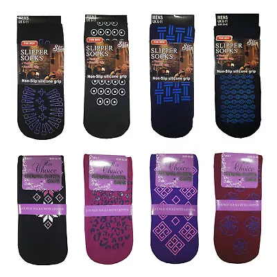 Buy Mens Womens Lounge Gripper Socks 6-11 4-7 Thin/Thick Print Bed Slipper Wear • 4.27£
